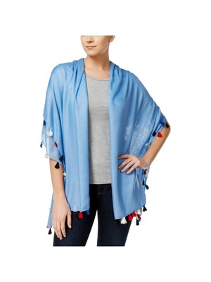 

Легкий шарф INC Womens Chambray Blue Tassle Wrap, Синий