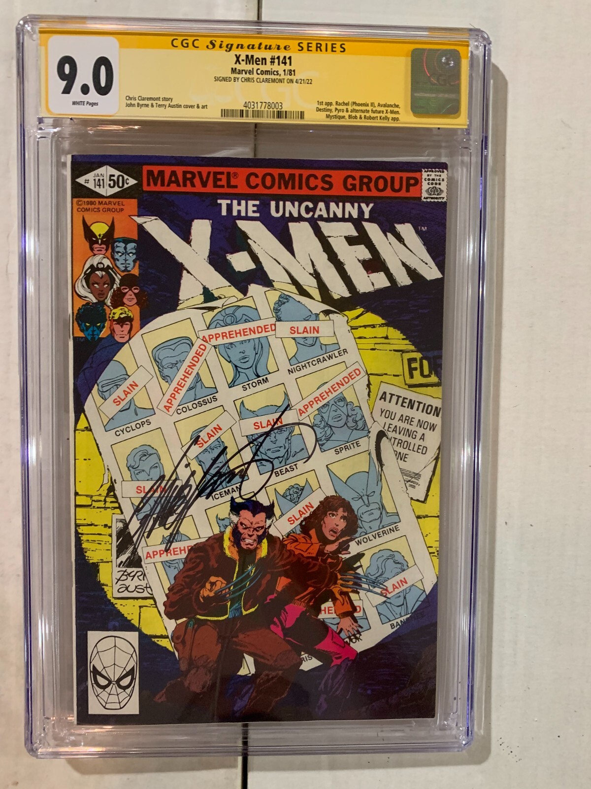 X-Men #141 CGC Yellow 9.0 Chris Claremont Signature! Marvel X-Men #141 CGC Yellow 9.0 Chris Claremont Signature! Marvel
