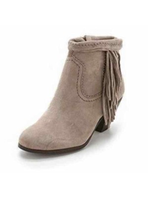 SAM EDELMAN Женские серые кожаные ботильоны Louie с кисточками и круглым носком на блочном каблуке, размер 8 м