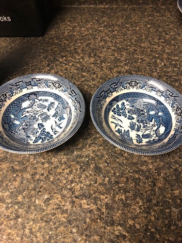 Churchill (England) Blue Willow Cereal Bowls