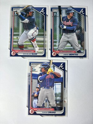 2024 1st Bowman Drake Benitez Glod 3 Card Paper Lot Atlanta Braves