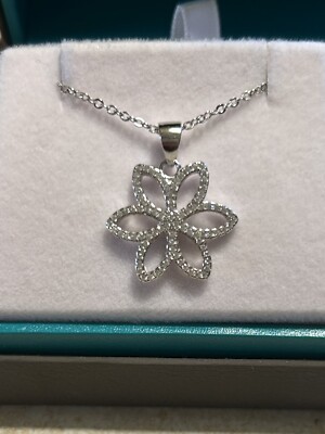.925 Sterling Silver White Frost CZ Ryze Necklace