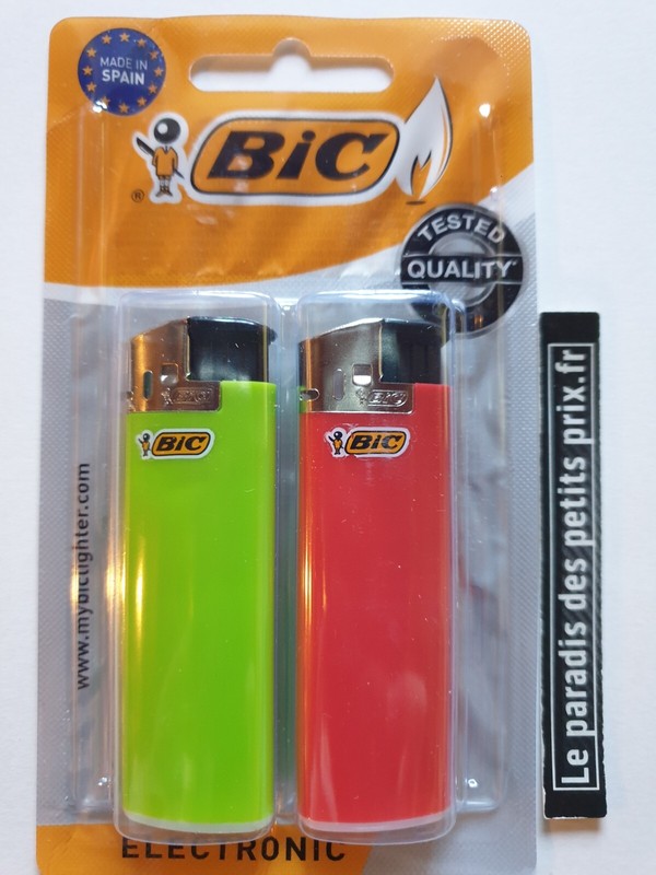 2 Briquets Bic, Briquet Ã©Lectronique Non Rechargeable , Coloris Selon Arrivage