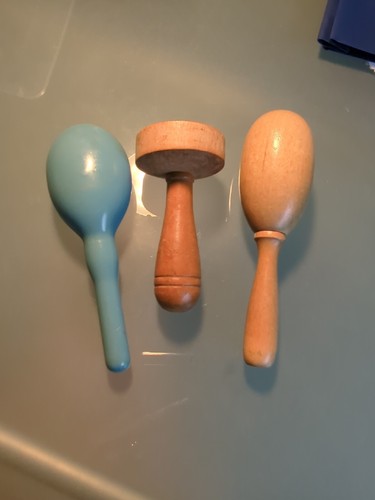 Vintage Wooden Wood Plastic Sock Darner Sewing Knitting Mending Tools - Lot of 3