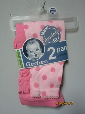 Gerber Baby Girl 2-Piece Pink Dot Modern Fit Pants Size Newborn