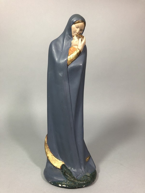 Symbolisme Vers 1900 Vierge Terrassant Le Serpent PlÃ¢Tre Par E. LancÃ© Ã  Toulouse