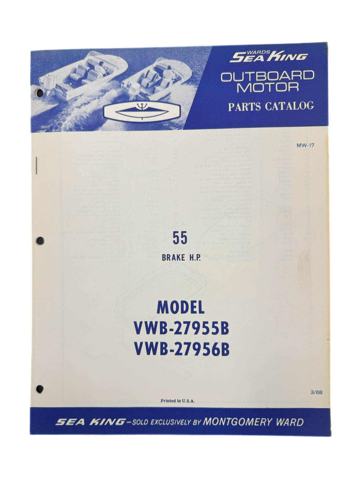 3/68 Wards Sea King 55 HP Model VWB-27955B, 27956B Parts Catalog MW 17