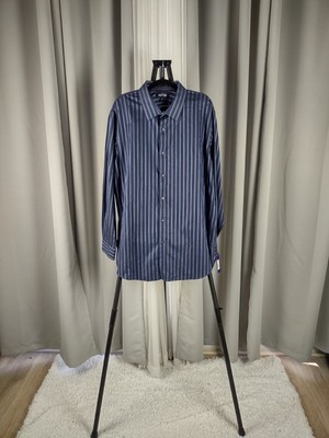 Apt. 9 Mens 100% Cotton Long Sleeve Blue Striped Button Down Shirt Size XXL NWT