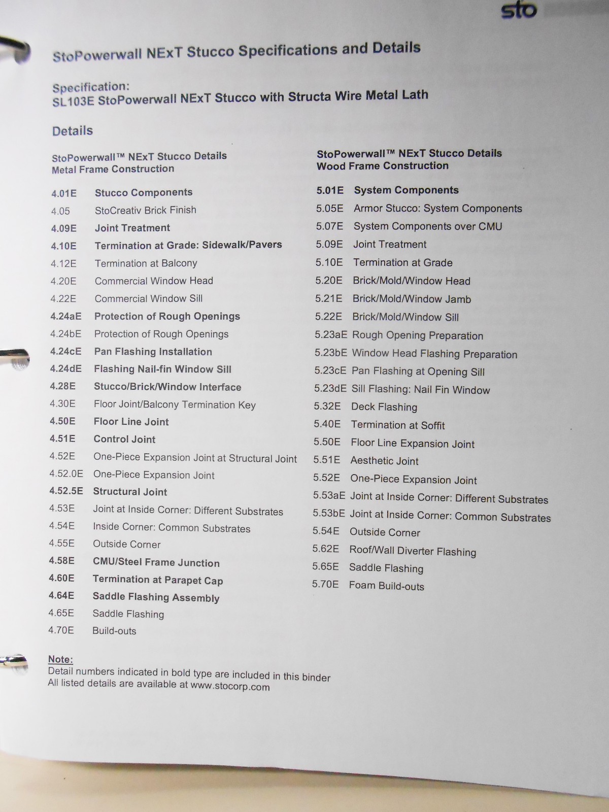 Stucco Sto Corp. Exterior Powerwall Stucco System Spec Manual Catalog Book 2010