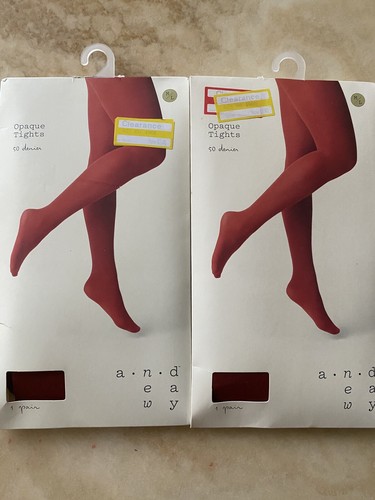 LOT 2 OPAQUE TIGHTS SEXY WOMEN SALSA RED COLOR -SIZE M/L-BRAND ~A NEW DAY