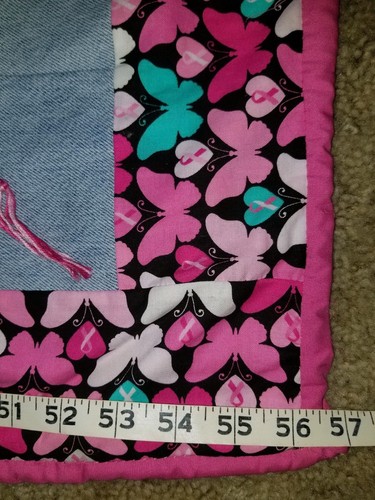 Homemade Bright Pink Butterfly lap quilt