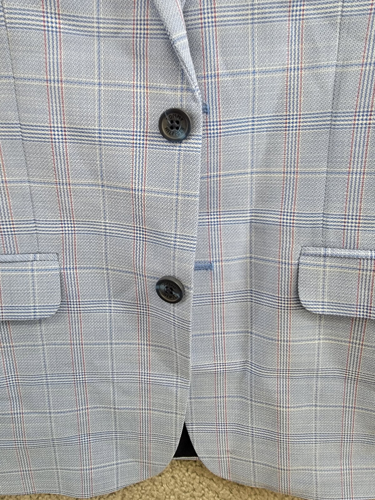 Tommy Hilfiger Stretch Deco Plaid Sport Coat Big Boys 16 Blue Flap Pockets L/S - Picture 9 of 19