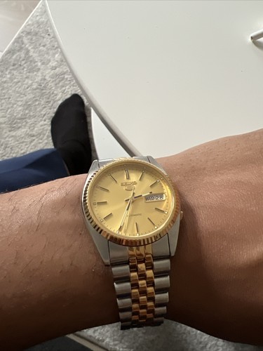 SEIKO 7S26-0500 5 Day Date Automatic Gold Silver Men's Watch SEIKO 7S26-0500 5 Day Date Automatic Gold Silver Men's Watch