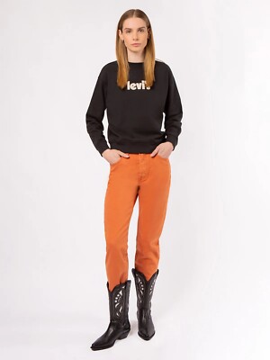 Levis Premium 501 Womens Original Cropped Jeans 29x26 Orange Garment Dye NWT $98
