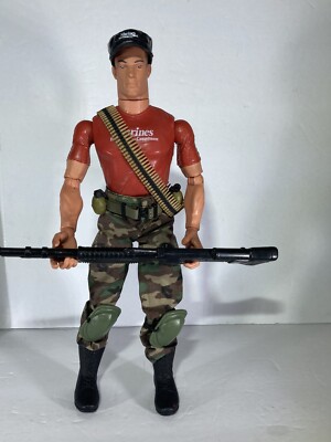 GI JOE Basic Training Marine Black Hat, M60, 12'' Action Figure - 2001 Hasbro