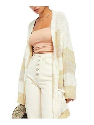 

Женский желтый кардиган в полоску с карманами FREE PEOPLE