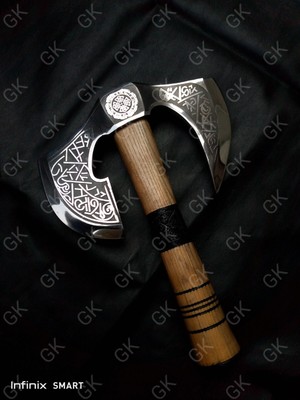 Medieval Warrior Viking Axe Forged - Handmade hunting Bearded / High Carbon stel