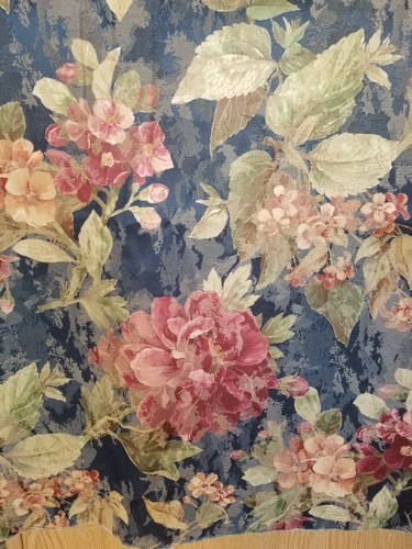 5.5 Yds Antique Vintage Floral Fabric Drapery Upholstery Country Cottage Shabby