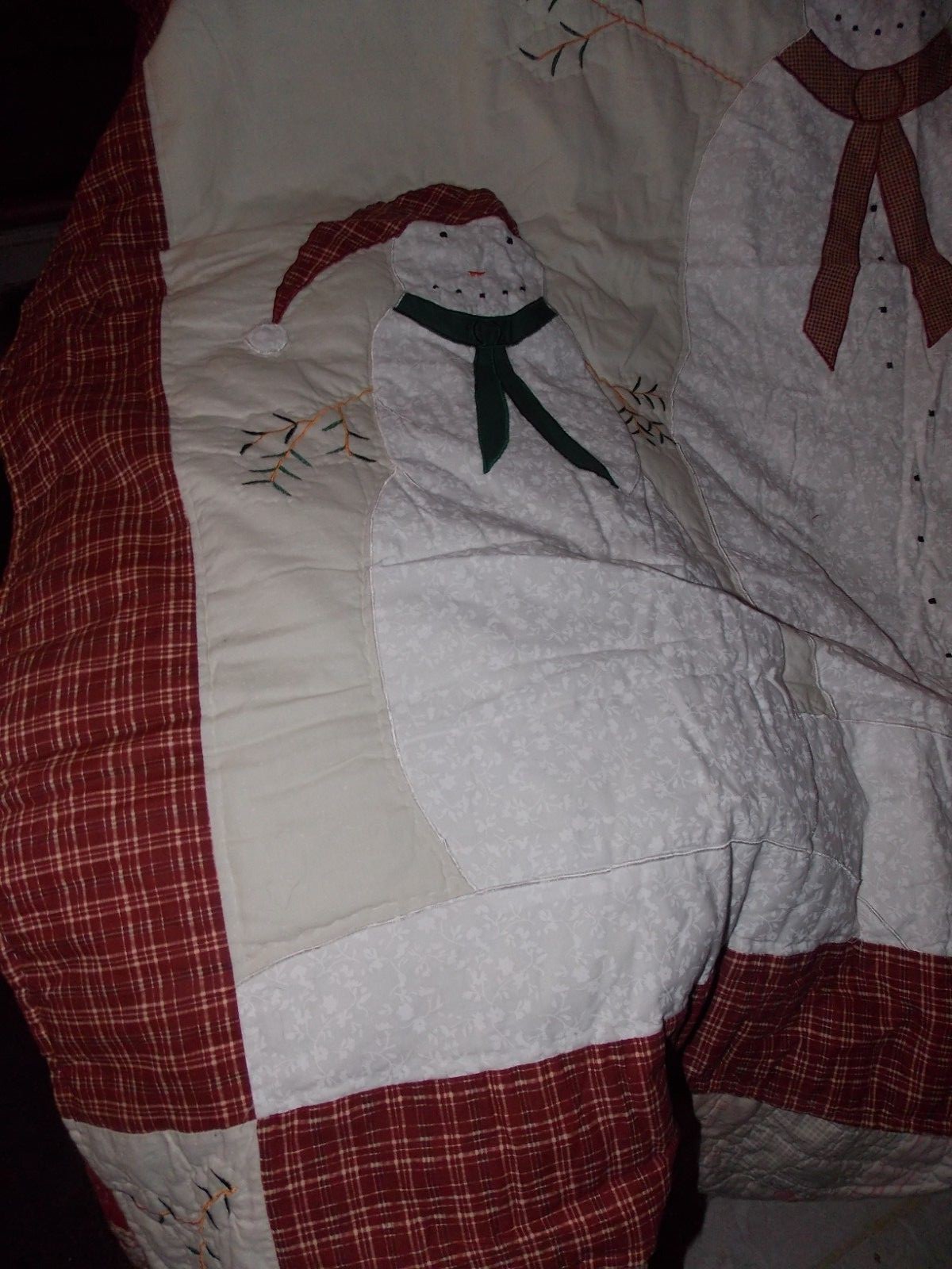 Holiday 2 Snowman Festive Wall Hanging Quilt Top Suitable machine quilting 51x60