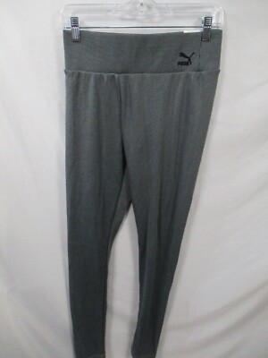 Puma Womens Active Pants XL Gray Ribbed High waist Tight Fit Elastic Waist New