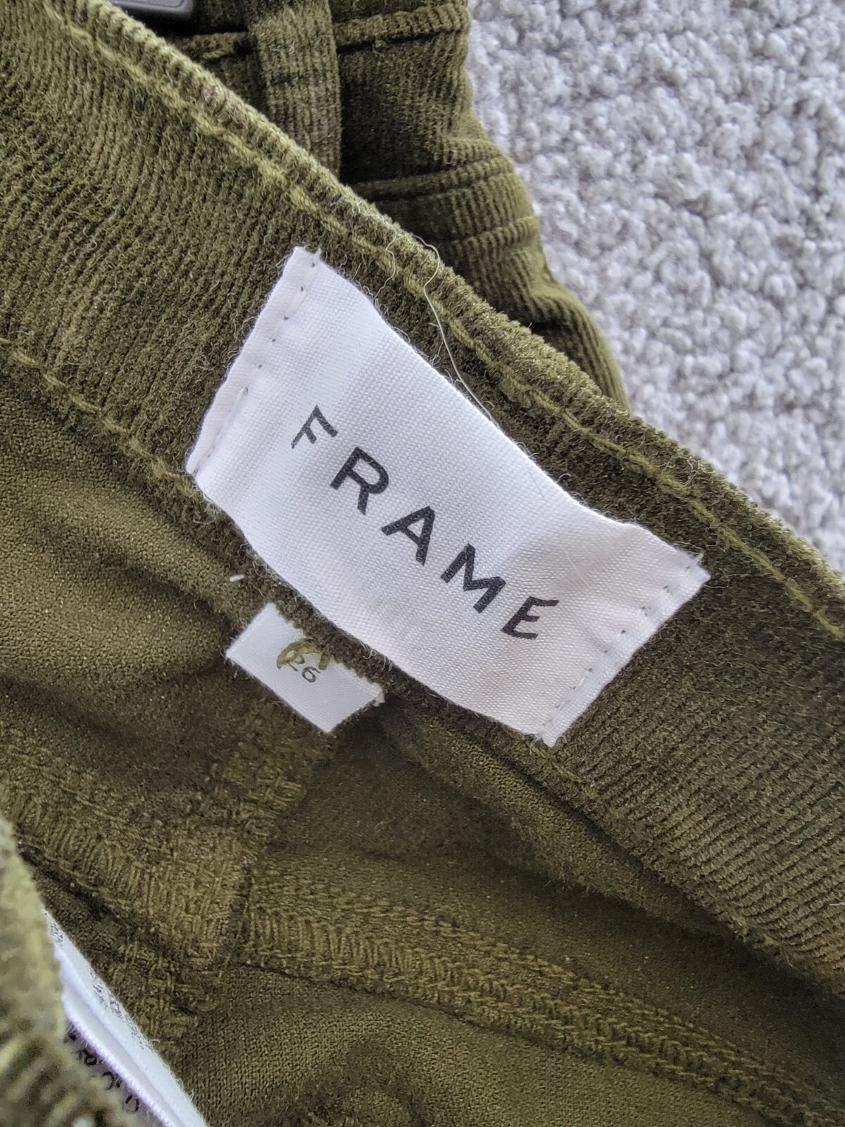 FRAME Le Crop Mini Bootcut Jeans Women's 26 Surplus Corduroy Button Zip Closure - Picture 16 of 17