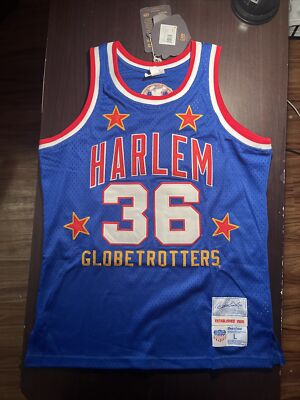 HARLEM GLOBETROTTERS MEADOWLARK LEMON #36 RINGS & CRWNS SEWN JERSEY LARGE NWT