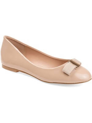 

JOURNEE COLLECTION Женские бежевые слипоны с металлическими деталями Kim Almond Toe Туфли без каблуков, Бежевый, KIM-FLAT