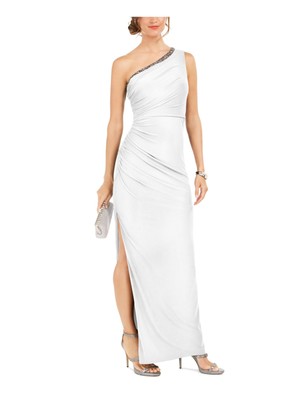 

ADRIANNA PAPELL Женское белое трикотажное платье макси без рукавов, торжественное платье-футляр, Белый