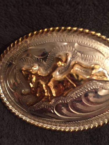 Small Belt Buckle With Bronc Rider
