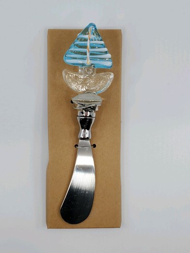 Nautical Coastal Beach Sailboat Glass LED Color Changing Cheese Spreader Gift