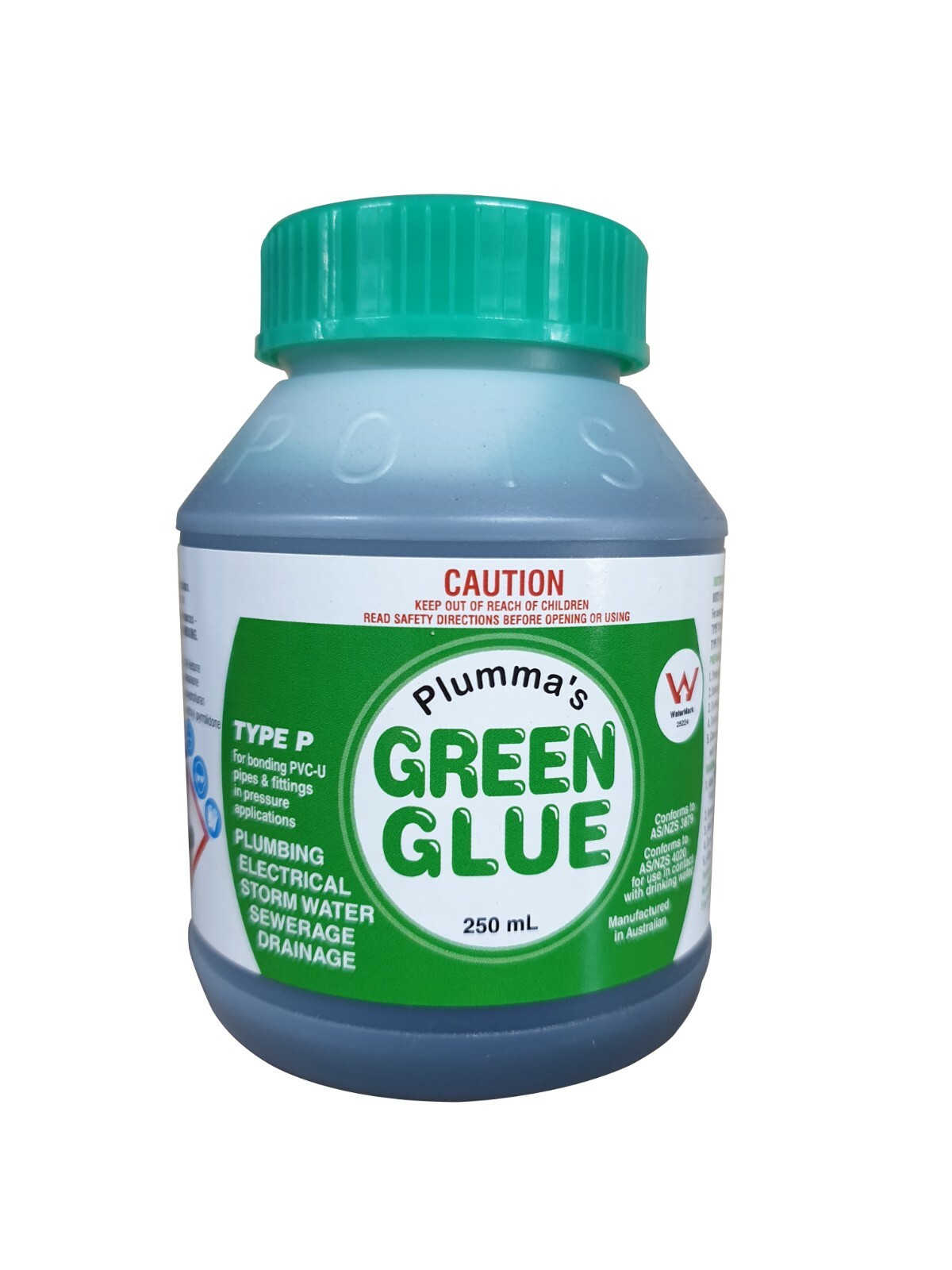 PVC Plastic Pipe Adhesive Solvent Cement Green 250ml Plumbers Glue Type