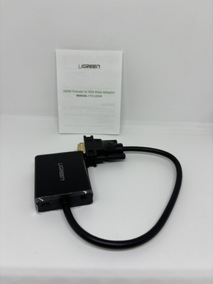UGREEN HDMI Female to VGA Male Adapter 3.5mm Audio Up to 1080P Black