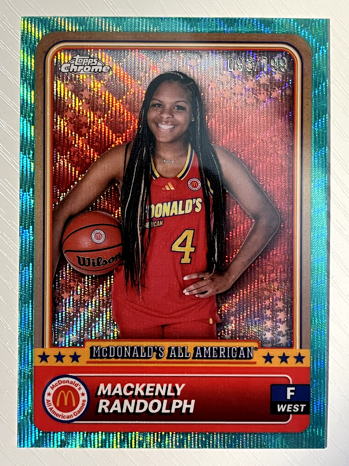 Mackenly Randolph 2024 Topps Chrome McDonald's AA Aqua Wave Refractor 093/199