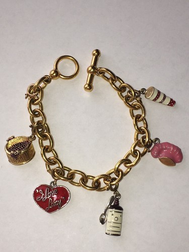 Vintage Franklin Mint I Love Lucy Charm Link Bracelet 24k Gold
