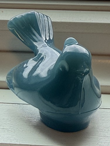 Mosser Glass - Georgia Blue MINI Bird Shelf Sitter 3" - Cute in a window sill