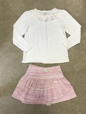 Lands End Girls Outfit Size 6x L Shirt Top Skirt PinkIvory Set BTS Lands End Girls Outfit Size 6x L Shirt Top Skirt PinkIvory Set BTS