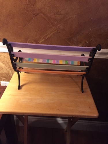 Wood & Cast Iron Garden Bench Hand Painted Furniture for 18