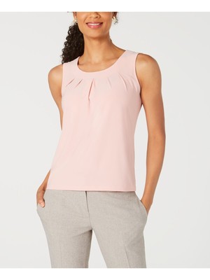 

KASPER Женский розовый плиссированный топ без рукавов с круглым вырезом