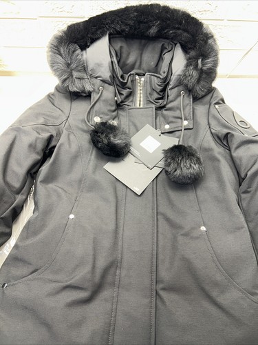 Pre-owned Moose Knuckles Women's Stirling Down Parka Jacket With Fur Trim Hood, Black Sm