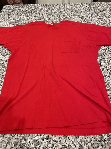 Vintage Fruit Of The Loom Single Stitch Pocket T Shirt Red
