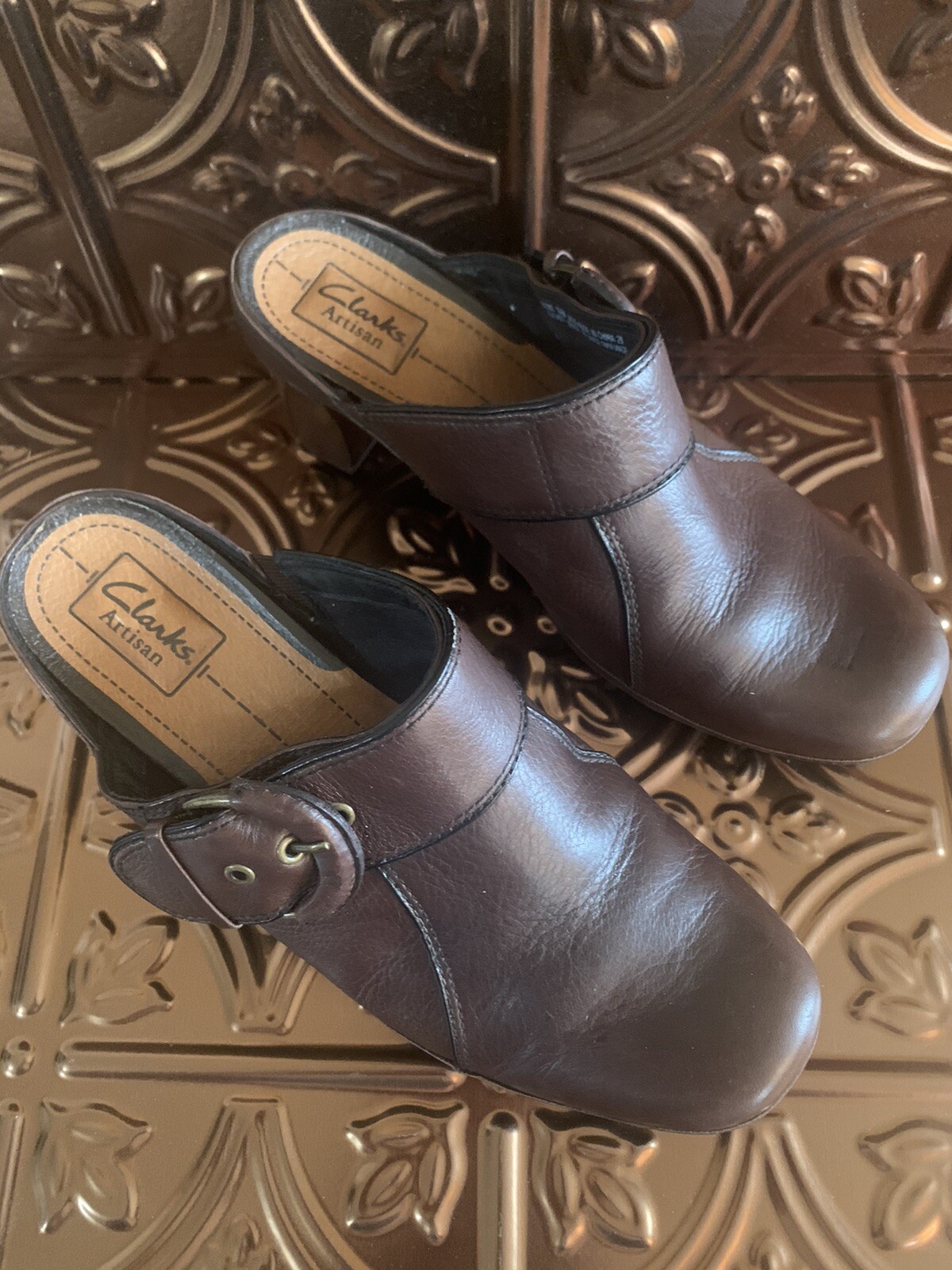 Clarks Artisan Womens Leather Mules 
