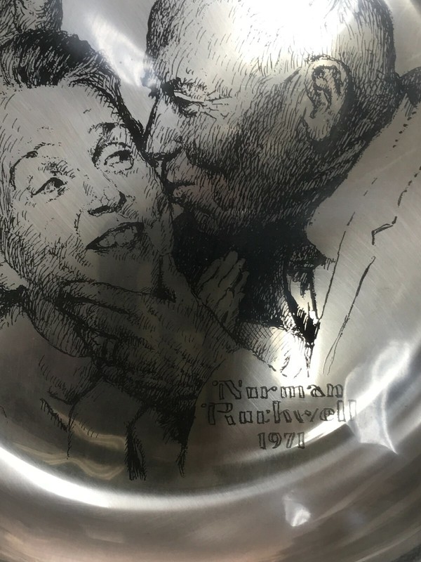 Norman Rockwell  solid Sterling Silver Franklin Plate 1971 Under