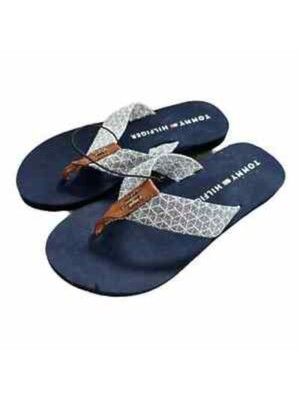 

Женские шлепанцы TOMMY HILFIGER темно-синего цвета с принтом Canara Round Toe Slip On Flip Flop Sandal, Navy, TWCANARA