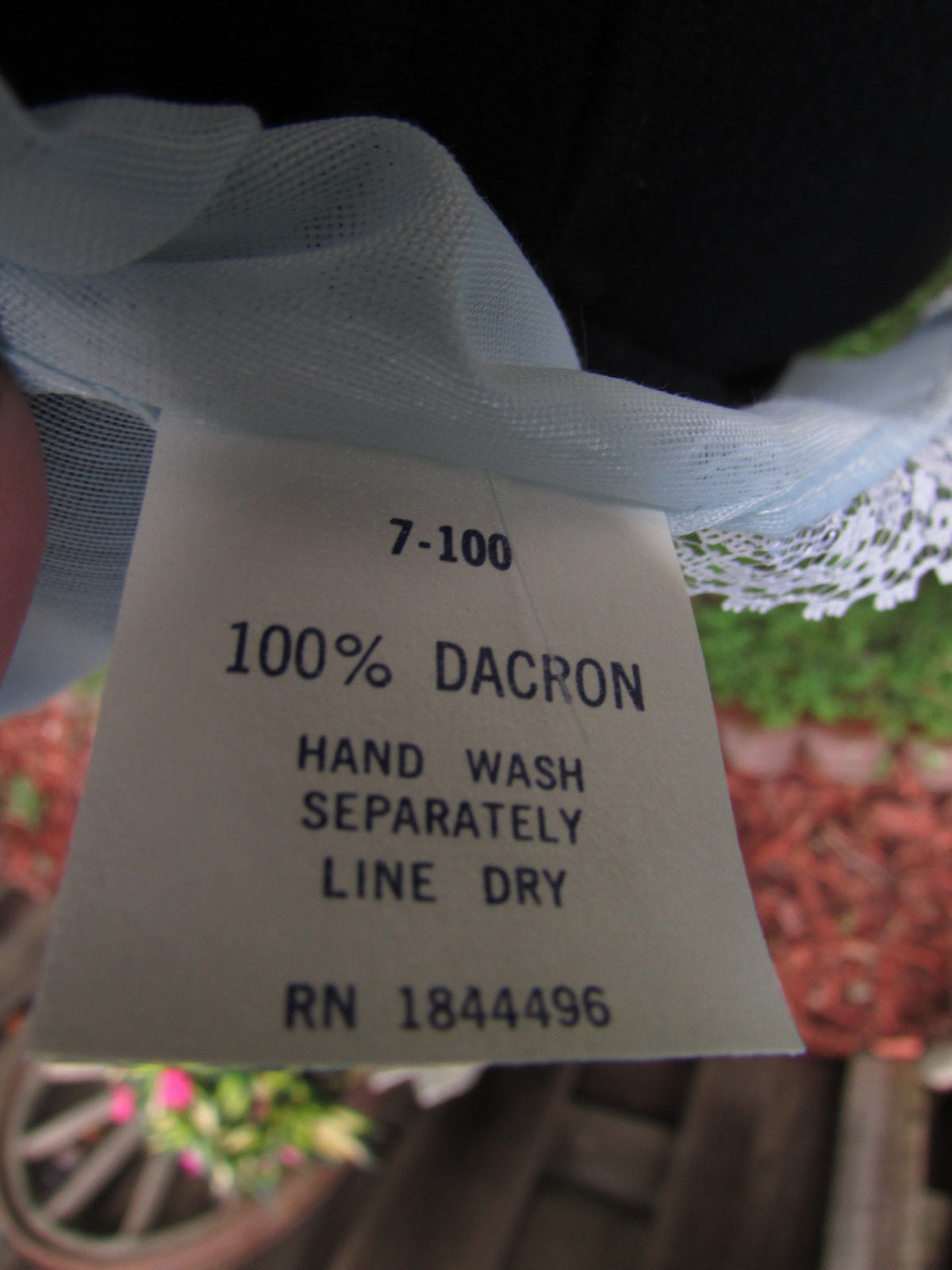 Vintage Blue Dacron Wedding Server Half Apron with Lace