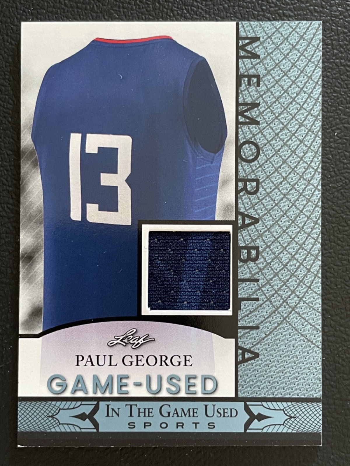 2024 Leaf In The Game Used Memorabilia Blue Paul George Jersey