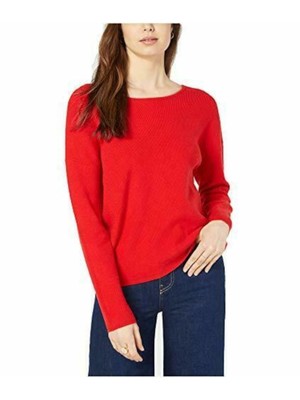 

MAISON JULES Женский красный свитер с круглым вырезом и длинными рукавами Размер