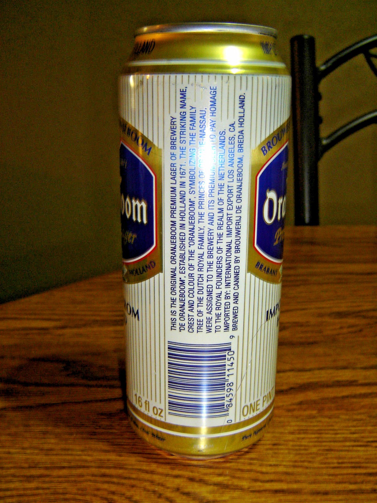Oranjeboom Premium Imported from Holland 16 oz B/O Empty Beer Can