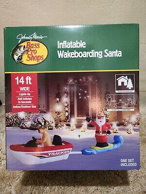 14 Foot Christmas Inflatable Wakeboard Santa Reindeer Boat New Lighted Funny