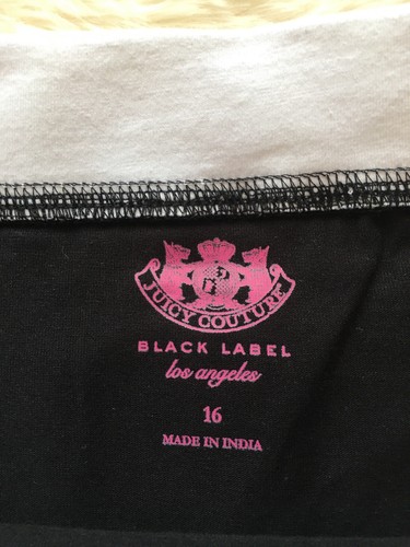 NWT Juicy Coture Black Label Skirt Pitch Black White Logo Girls Size 16 Everyday