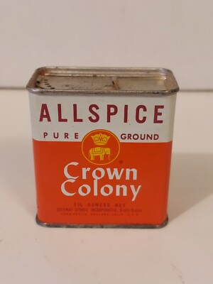 Crown Colony Brand 1960s Allspice Spice Tin
